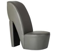 GeenYuu Chaise en forme de chaussure à talons aiguilles en cuir synthétique gris, dimensions 43 x 82,5 x 85,5 cm, fauteuil relaxant pour salon, chambre à coucher, design moderne, charge maximale : 110