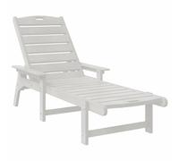 GeenYuu Chaise longue blanche avec dossier réglable - 195,5 x 53 x 98,5 cm - PEHD - Résistant aux intempéries - Pour jardin, terrasse - Robuste et facile d'entretien - Avec accents en acier inoxydable