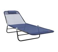 GeenYuu Chaise longue pliable bleu marine avec housse en textilène - 182 x 55 x 85,5 cm - Dossier réglable - Chaise longue de jardin pliable pour terrasse, balcon, piscine