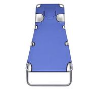 GeenYuu Chaise longue pliante avec oreiller, acier revêtu par pulvérisation, réglable, bleu, 189 x 58 x 27 cm, pliable, pour jardin, balcon, terrasse, piscine, camping, chaise longue de relaxation