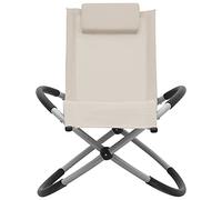 GeenYuu Chaise longue pour enfant en acier crème pliable avec coussin dossier réglable résistant aux intempéries pour jardin, terrasse, balcon, piscine, camping, chaise longue de plage
