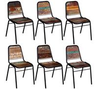 GeenYuu Chaises à Manger en Bois de récupération Massif et Acier Enduit de Poudre Lot de 6 chaises Vintage pour Cuisine Salle à Manger intérieur Maison Repas bistrot avec Dossier Confortable et