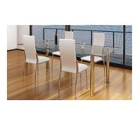 GeenYuu Chaises à Manger Lot de 4 Blanc Similicuir siège rembourré Dossier Ergonomique pour Cuisine Salle à Manger intérieur Maison Appartement Confort Durable