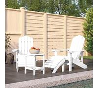 GeenYuu Chaises de Jardin Adirondack en PEHD Blanc avec Repose-Pied et Table 2 sièges 110 kg capacité mobilier extérieur terrasse Patio Balcon Durable Confortable