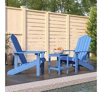 GeenYuu Chaises de Jardin Adirondack en PEHD Bleu Aqua avec Table 2 chaises fauteuils Confortables Dossier Haut accoudoirs Larges mobilier extérieur terrasse Patio Piscine Cour