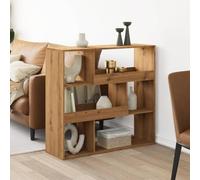 GeenYuu Cloison de séparation en Bois d'ingénierie chêne Artisanal avec 6 étagères, Meuble de Rangement modulable pour Salon Bureau Chambre, Colonne bibliothèque pour Organiser Livres dossiers