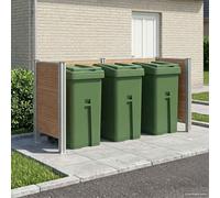 GeenYuu Clôture de poubelle marron en aluminium et WPC - 237 x 85 x 115 cm - Revêtement de poubelle résistant aux intempéries avec brise-vue - Extensible pour jardin, cour et extérieur