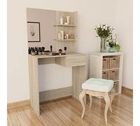 GeenYuu Coiffeuse Bois d’ingénierie chêne avec Miroir 75x40x141 cm tiroir spacieux étagères Rangement Maquillage Chambre Salle Bain Console Station Dressing Table