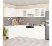 GeenYuu Coin de cuisine Lyon 11 pièces en bois blanc avec armoire suspendue, meuble inférieur, panneau de lave-vaisselle, espace de rangement, tiroir, étagère pour salle à manger et garde-manger