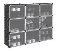 GeenYuu Cubes de Rangement Noir en PP 9 pièces avec Portes, modulable et empilable, Meuble d'organisation pour Chaussures, vêtements et Accessoires, idéal pour Chambre, entrée, Dressing et Placard