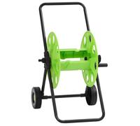 GeenYuu Dévidoir en acier galvanisé vert pour tuyau d'arrosage de 60 m 1/2" avec manivelle, enrouleur de tuyau mobile avec guidage, peu encombrant pour jardin, terrasse, balcon et extérieur