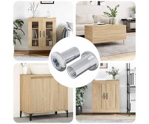 GeenYuu Écrou de sécurité M6 x 15 mm en acier avec finition nickel, 2 connecteurs à vis, écrou fileté pour montage, fixation, construction et construction de meubles, résistant à la corrosion, durable