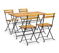 GeenYuu Ensemble à Manger d'extérieur Pliable 5pcs en Bois d'acacia Massif avec Table 120x70 cm et chaises Robustes pour terrasse, Jardin, Balcon, Patio, idéal pour Repas en Famille