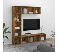 GeenYuu Ensemble bibliothèque Meuble TV 3 pièces chêne fumé Bois d'ingénierie 180x30x180 cm Rangement modulable Salon Bureau Chambre Espace Lecture