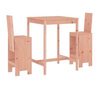 GeenYuu Ensemble de bar de jardin 3 pièces en bois massif Douglas avec table de jardin robuste et 2 tabourets de bar confortables pour terrasse, balcon, extérieur, salon de jardin durable, résistant