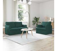 GeenYuu Ensemble de canapé 2 pièces vert foncé en tissu avec cadre en métal robuste 144 x 80 x 85 cm Canapé d'angle ergonomique avec coussins confortables et housse amovible pour salon et chambre