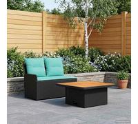 GeenYuu Ensemble de canapé de jardin avec accoudoirs, noir et turquoise, en rotin synthétique avec table pliante réglable en hauteur, coussins amovibles, meubles de salon résistants aux intempéries