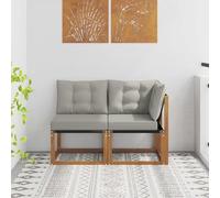 GeenYuu Ensemble de canapé de jardin d'extérieur avec fauteuil central et pièce d'angle, module de salon résistant aux intempéries en bois d'acacia avec coussin rembourré, extensible pour balcon