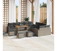 GeenYuu Ensemble de canapé de jardin en rotin synthétique gris avec coussins, 18 pièces, canapé d'angle et salon modulaire pour balcon, terrasse, véranda, piscine et jardin d'hiver pour se détendre
