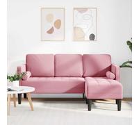 GeenYuu Ensemble de canapé rose avec coussin, housse en polyester, canapé d'angle 3 places, modulable, en forme de L, avec accoudoirs, meuble de salon peu encombrant, durable, design moderne