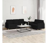 GeenYuu Ensemble de canapés 2 pièces Noir en Tissu avec Coussins, Banquette Convertible modulable pour Salon séjour Chambre Bureau détente, Assise Confortable avec Dossier et accoudoir
