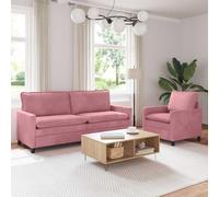 GeenYuu Ensemble de canapés 2 pièces Rose Velours avec Coussins, canapé modulable Convertible Angle, Banquette Relax pour Salon séjour Chambre Bureau, Housse Tissu Amovible Facile à Entretenir