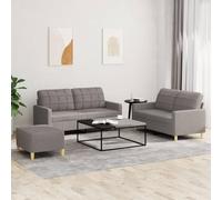 GeenYuu Ensemble de canapés 3 pièces en Tissu Taupe avec Coussins, canapé 2 Places Grand et Petit, Repose-Pied Compact, idéal Salon séjour Bureau détente Confort Assise Dossier accoudoir