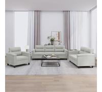 GeenYuu Ensemble de canapés 3 pièces Gris Clair Tissu Microfibre avec Coussins, canapé modulable, Banquette Convertible pour Salon séjour Chambre Bureau détente Repos