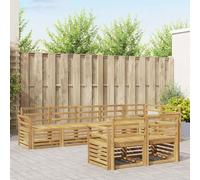 GeenYuu Ensemble de canapés d'extérieur 8 pcs en Bois d'acacia Massif Blanc 308 x 130,5 x 73 cm modulaire pour Jardin terrasse, mobilier Salon séjour Confortable et résistant