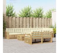 GeenYuu Ensemble de canapés d'extérieur 9 pièces Blanc crème en Polyester avec Coussins Confortables Table et accoudoirs modulables pour Jardin terrasse Salon séjour