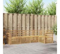 GeenYuu Ensemble de canapés d'extérieur en Bois d'acacia Massif Blanc 5 pièces 249 x 130,5 x 73 cm modulable pour Jardin terrasse mobilier Salon séjour Confortable