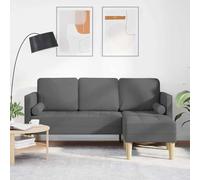 GeenYuu Ensemble de canapés modulable Gris foncé en Polyester avec Coussin, canapé d'angle 3 Places, Banquette Convertible pour Salon séjour Bureau détente, Cadre Bois Robuste
