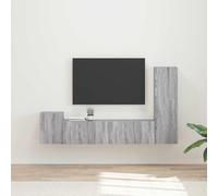 GeenYuu Ensemble de meubles TV muraux en bois Sonoma gris avec 4 pièces, ensemble de meubles de salon modernes avec étagères, tiroirs, espace de rangement, meuble TV, meuble bas suspendu