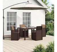 GeenYuu Ensemble de Salle à Manger Jardin 5 pièces Marron Taupe en polypropylène avec Coussins Amovibles, Design à Rabat pour Rangement Facile, résistant aux intempéries