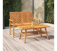 GeenYuu Ensemble de salon de jardin 2 pièces en bois d'acacia massif avec motif à chevrons pour terrasse, balcon, salon d'extérieur avec banc et table basse, résistant aux intempéries et facile
