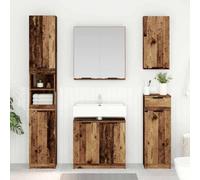 GeenYuu Ensemble Meuble Salle de Bain Bois Ancien avec Miroir, étagère intégrée, 4 Portes à charnières, Dimensions 64,5 x 33,5 x 59 cm, Rangement Optimal pour lavabo, mobilier Fonctionnel et Durable