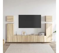 GeenYuu Ensemble Meuble TV 8 pcs chêne Sonoma Bois d'ingénierie Suspendu Mural avec tiroir Niche Porte Rangement pour Salon séjour Multimedia Audio vidéo Design Moderne Industriel