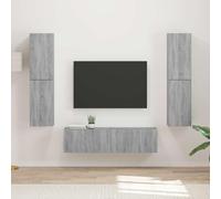 GeenYuu Ensemble Meuble TV Gris Sonoma Bois d'ingénierie 6 pcs avec tiroir Porte Niche Rangement Mural pour Salon séjour multimédia Audio vidéo Console Design Moderne Industriel