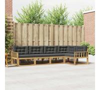 GeenYuu Ensemble mobilier canapé d'extérieur 4 pièces Blanc et Anthracite Polyester modulable avec Coussins Amovibles Design à Lattes pour Jardin Patio Salon détente