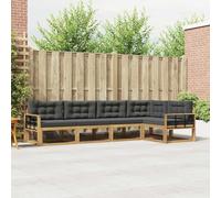 GeenYuu Ensemble mobilier Salon canapé d'extérieur 4 pièces Blanc Anthracite Polyester modulable Design à Lattes avec Coussins Confortables pour Jardin Patio terrasse