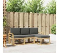 GeenYuu Ensemble mobilier Salon extérieur 4 pièces en Bois d'acacia Massif, canapé modulaire résistant aux intempéries, Design élégant pour terrasse Jardin, Confort et durabilité