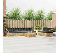 GeenYuu Ensemble mobilier Salon extérieur 7 pcs en Bois d'acacia Massif Blanc et Anthracite Design résistant aux intempéries avec Coussins Confortables pour terrasse Jardin