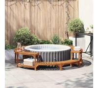 GeenYuu Entourage de Bain à remous en Bois d'acacia Marron Ø255 x 55,5 cm pour Spa extérieur Durable Design Circulaire Confortable et Facile à Entretenir