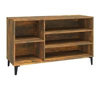 GeenYuu Étagère à chaussures en chêne fumé 102 x 36 x 60 cm avec espace de rangement et banc pour couloir, couloir, chambre à coucher, rangement et rangement des bottes, baskets et chaussures