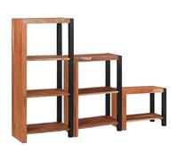 GeenYuu Étagère bibliothèque 3 pcs Bois d'acacia Massif Marron 50 x 30 x 110 cm Meuble Rangement modulable pour Salon Bureau Chambre avec 6 tablettes Robustes