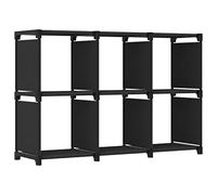 GeenYuu Étagère d'affichage 6 Cubes en Tissu Noir 103x30x72,5 cm avec Cadre Acier, Meuble Rangement modulable pour Salon Bureau Chambre, Organisateur Espace de Lecture et Collection