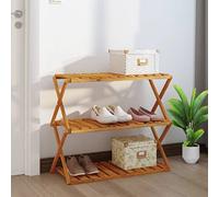 GeenYuu Étagère Pliable à 3 Niveaux en Bois d'acacia Marron 70x31x63 cm, Meuble Rangement modulable pour Salon Bureau Chambre entrée Couloir, Support bibliothèque pour Livres dossiers bibelots