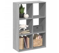 GeenYuu Étagère séparatrice de pièce Sonoma Gris Bois d'ingénierie 69,5x29x103,5 cm 6 Compartiments modulable pour Rangement Salon Bureau Chambre et Espace Lecture