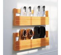 GeenYuu Étagères à Chaussures murales en Bois de pin Massif Cire Marron 59x8,5x23,5 cm 2 pcs pour Rangement modulable Couloir Chambre Dressing avec Support Escarpin Bottine