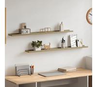 GeenYuu Étagères murales chêne Sonoma 2 pcs MDF 100x9x3 cm Support Rangement décoratif pour Cuisine Salon Chambre Bureau avec Fixation Suspendue pour Livres Plantes bibelots Cadres